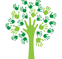 Clipart image of a tree with handprints for leaves