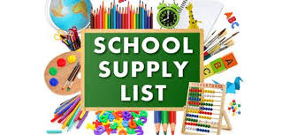 Clipart image of School Supply List with various school supplies